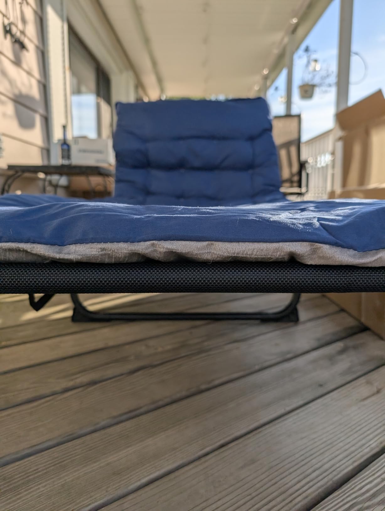 ABORON Tanning Chair, 5-Position Padded Folding Chaise Lounge | 5-position folding chaise lounge supports 500 lb and has a removable cushion and pillow for sunbathing, poolside or patio. customer photo 1