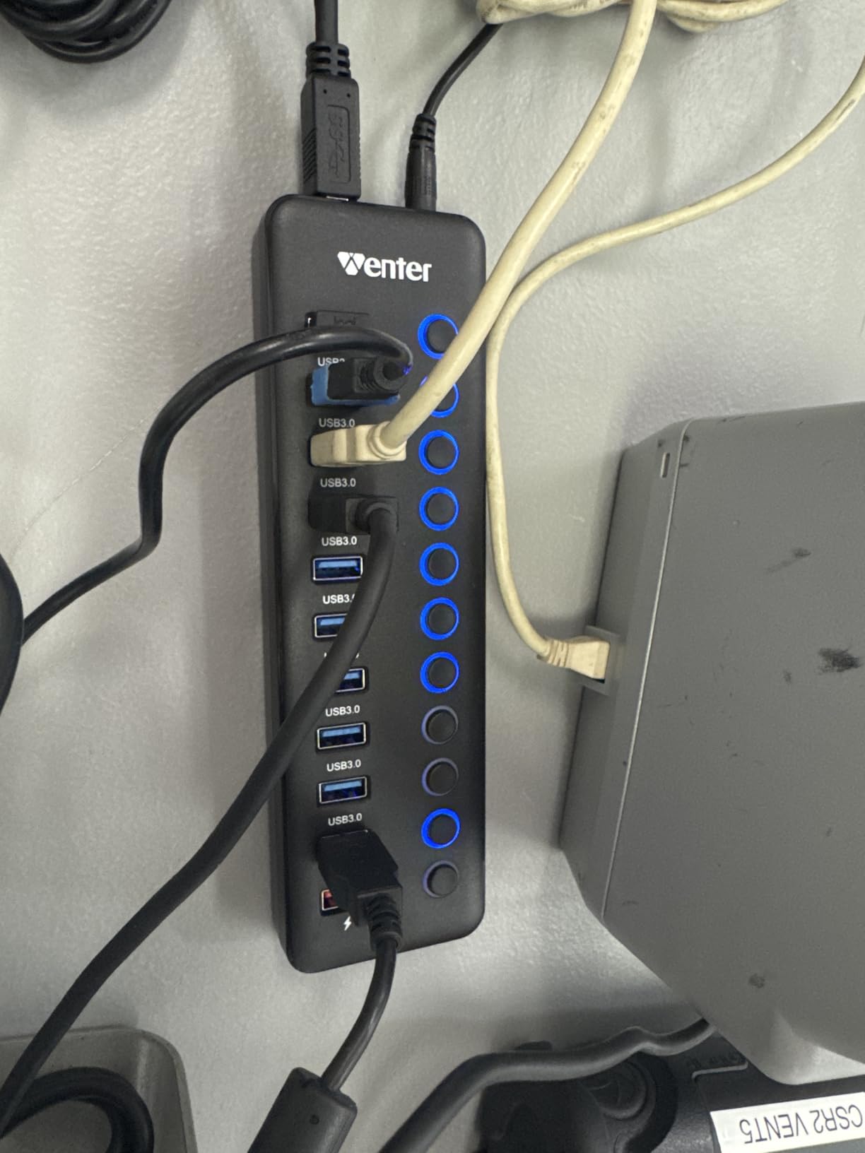 Powered USB Hub, Wenter 11-Port USB Splitter Hub (10 Faster Data Transfer Ports+ 1 Smart Charging Port) with Individual LED On/Off Switches, USB Hub 3.0 Powered with Power Adapter for Mac, PC customer photo 2