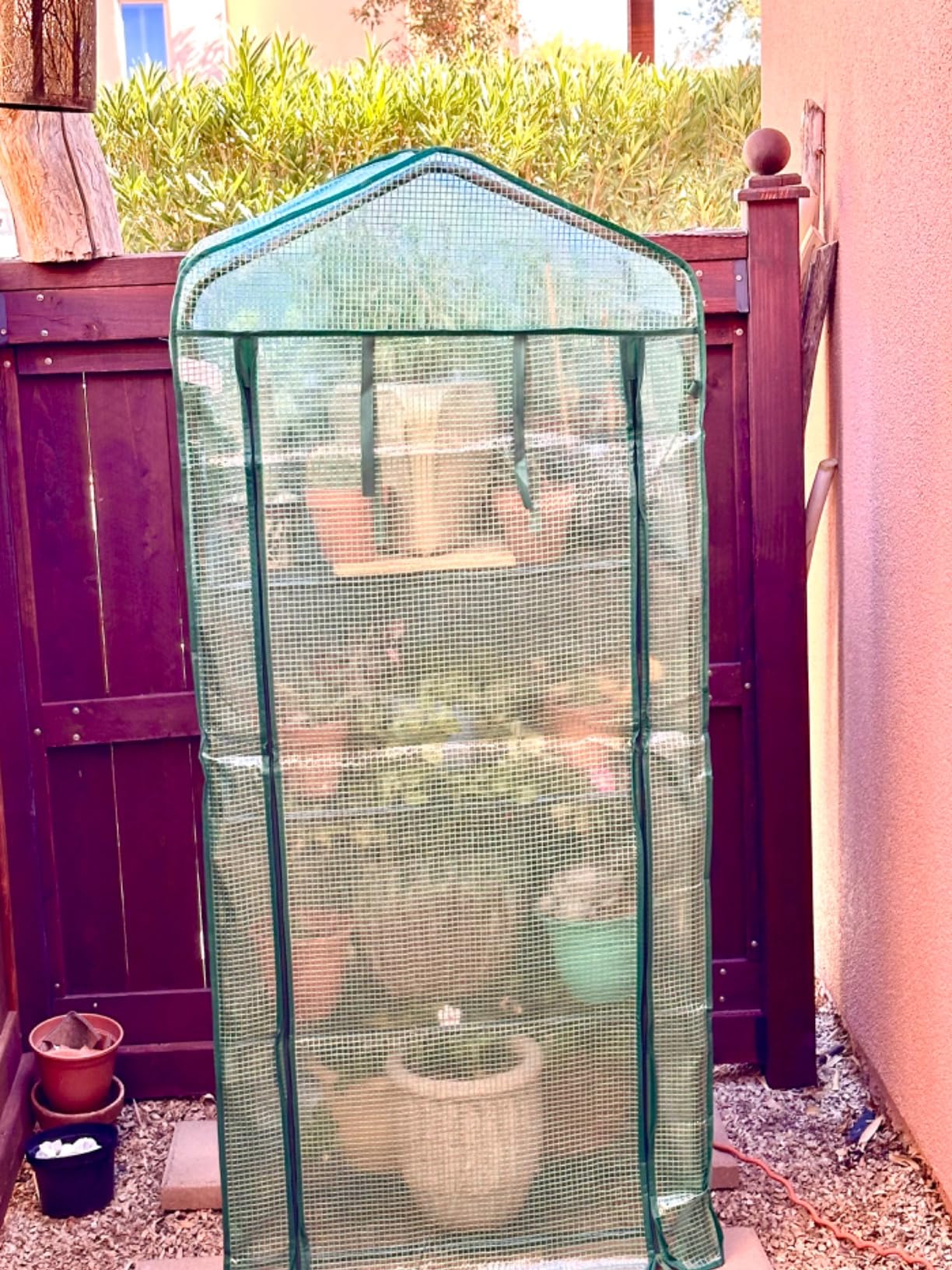 Mini Greenhouse for Outdoors Indoor: 27 x 19 x 62-Inch Ohuhu Small Green House with 4 Tier Shelves, Portable Plastic Greenhouses with Heavy Duty Transparent PVC Cover customer photo 1