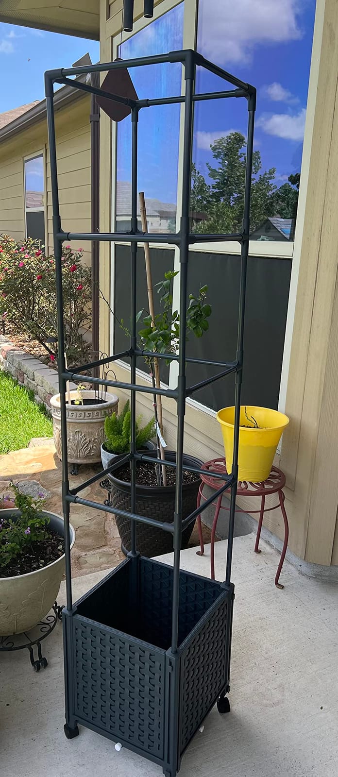 LINEX Raised Garden Bed Planter Box with Trellis, 56.7