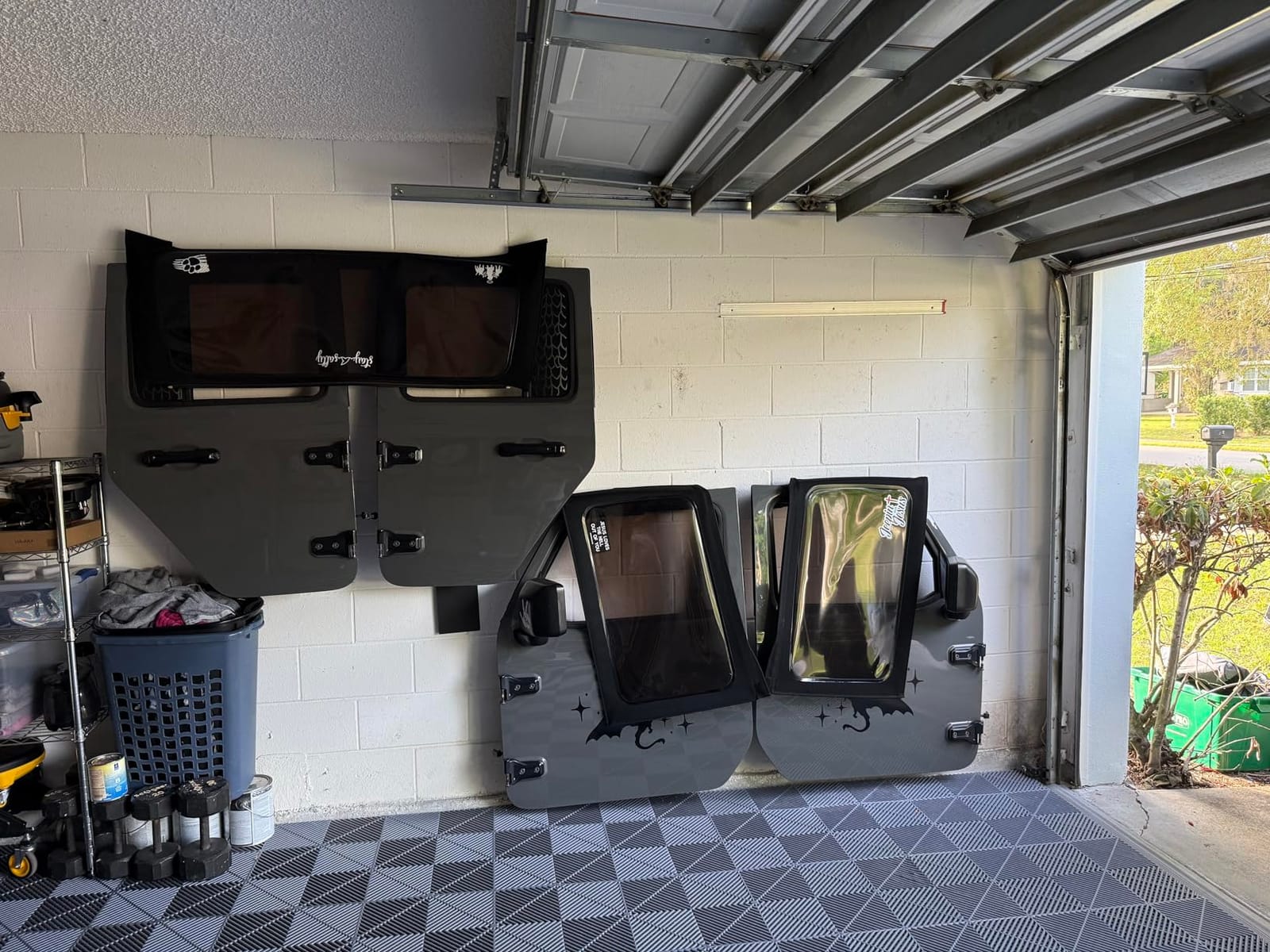 4 Pcs Removable Door Storage Hanger with Rubber Wall Mount Heavy Duty Door Hanger Storage Holder Bracket Rack For 1956-2020 Wrangler CJ YJ TJ LJ JK JKU JL JLU & 2021 Gladiator JT On Garage Pack customer photo 1