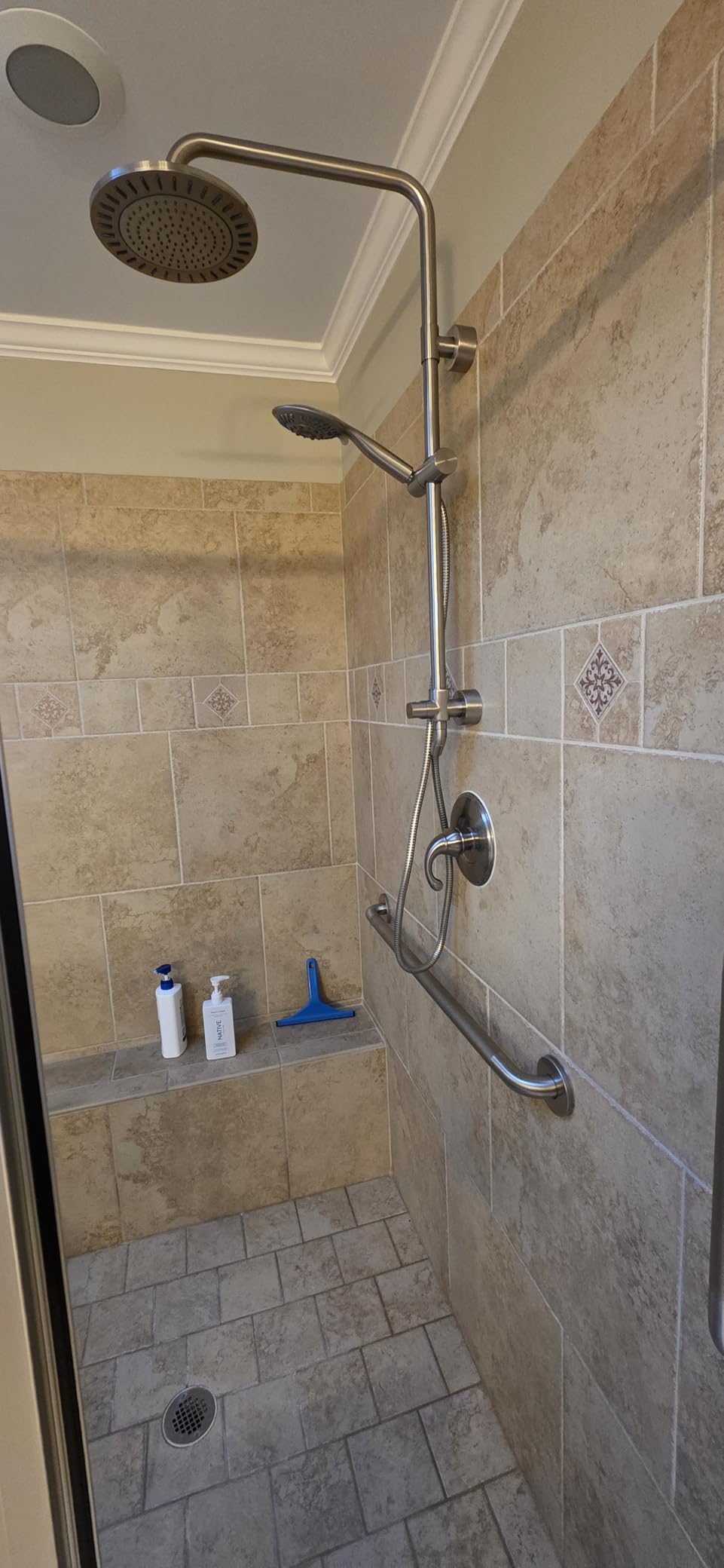 BRIGHT SHOWERS Rain Shower Heads System - 9 Inch Rainfall Shower Head and Handheld Shower Head with Height Adjustable Holder, Solid Brass Rail and 60