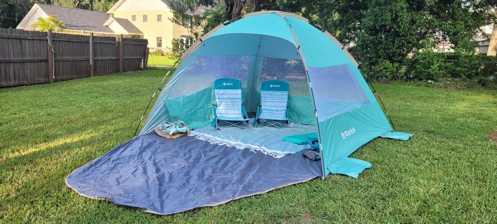 Gorich Beach Tent Sun Shelter for 3/4/6/8/10 Person with UPF 50+ UV Protection, Lightweight & Easy Setup Beach Shade Canopy, Portable Beach Shade Tent Beach Cabana customer photo 1