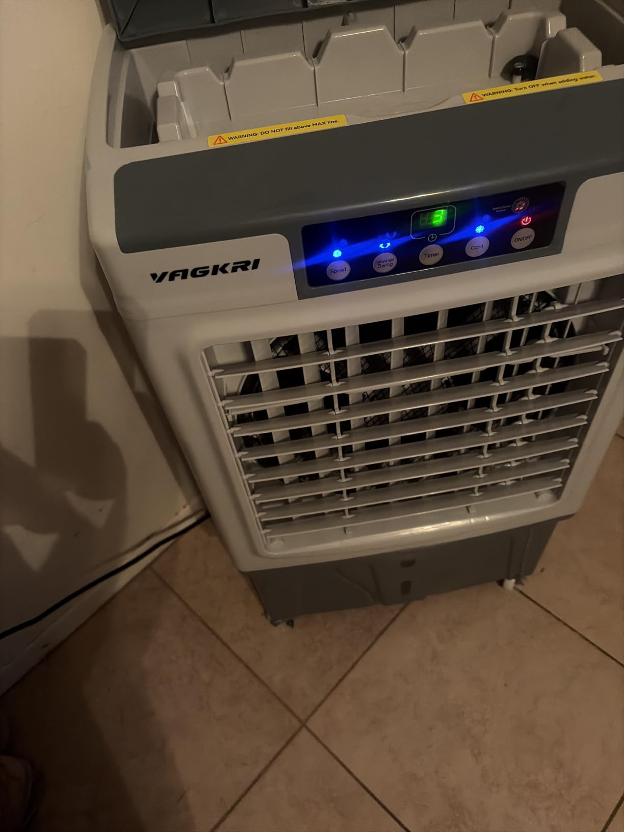 VAGKRI Swamp Cooler, 3100CFM Evaporative Air Cooler with 12 Gal Water Tank, 120° Oscillation, 3 Modes & Wind Speeds, 24H Timer, Auto Fill Cooling Fan for Patio Garage Commercial Use customer photo 2