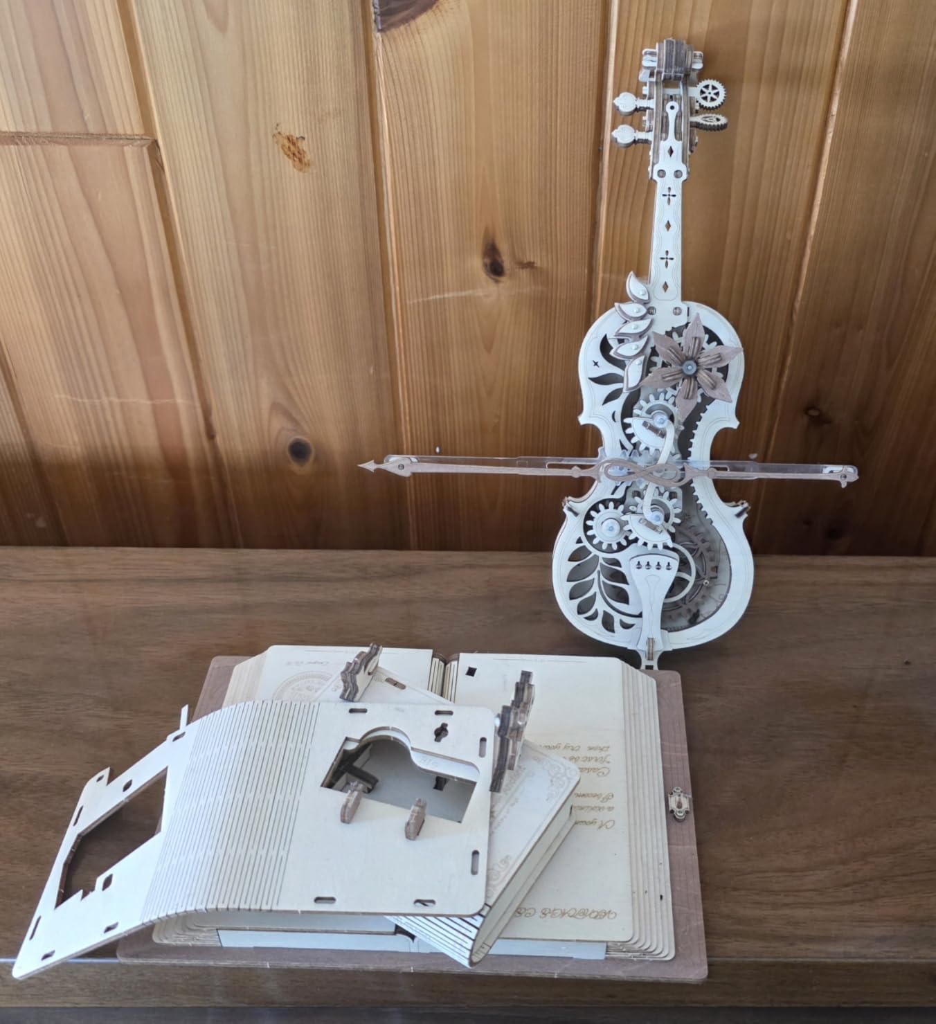 ROKR 3D Puzzles for Adults 1:5 Scale Cello Model Kit with Base 199pcs Wooden Music Box Building Kit Desk Gift for Men Women Hobby for Adults customer photo 1