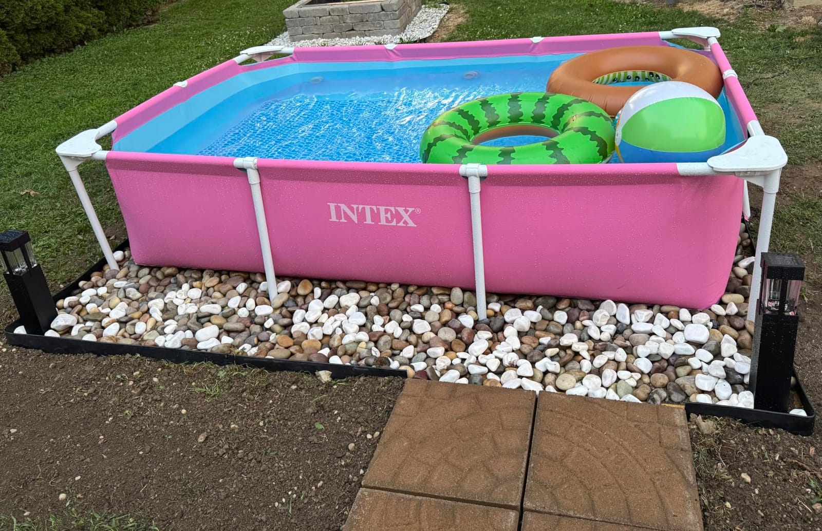 INTEX Metal Frame 7ft x 5ft x 23.5in Above Ground Swimming Pool, Pink customer photo 2