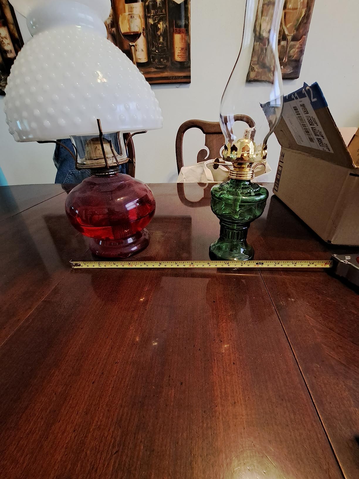 2 Pcs Oil Lamps for Indoor Use, Hurricane Kerosene Lamp, Brown | Vintage Chamber Kerosene Lantern with Adjustable Fire Wick Lighting, 13'' High customer photo 1
