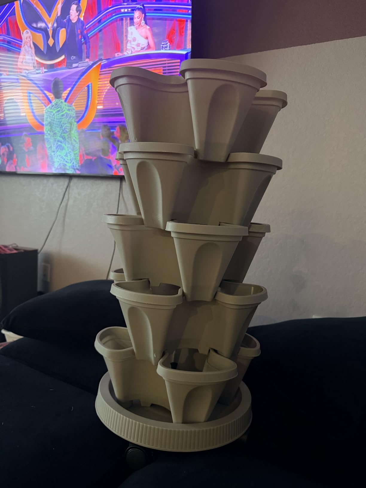 GameXcel Vertical Planter Tower - 5 Tier Stackable Garden Planters with Wheels and Tools Plant Pots for Strawberry Herb Flower and Vegetable Indoor Outdoor Use Gray customer photo 2