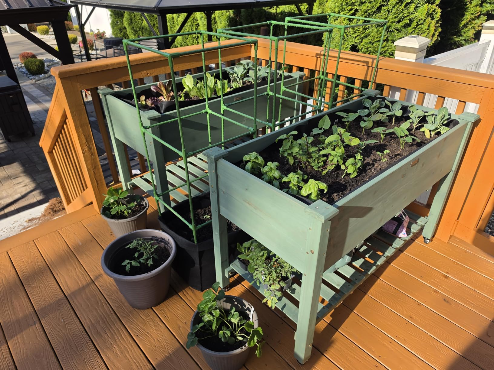 Best Choice Products Raised Garden Bed 48x24x32-inch Mobile Elevated Wood Planter w/Lockable Wheels, Storage Shelf, Protective Liner - Acorn Brown customer photo 2