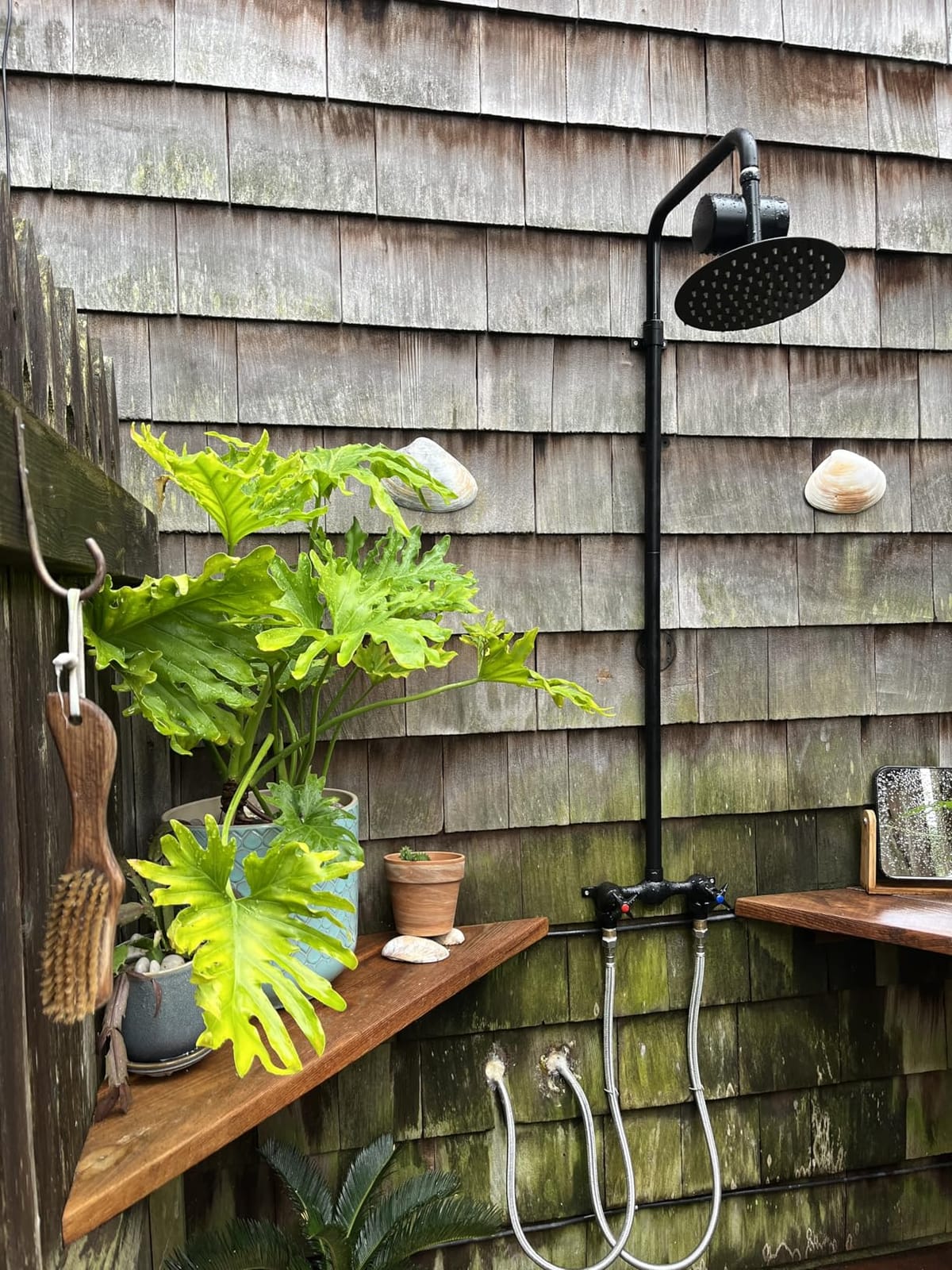 Aolemi Outdoor Shower Kit 8 Inch Head, Brushed Nickel | 2-Handle Control Outdoor Shower Fixtures, Adjustable Height, 6-Inch Center Valve, Winter Drainage, Exposed Shower customer photo 1