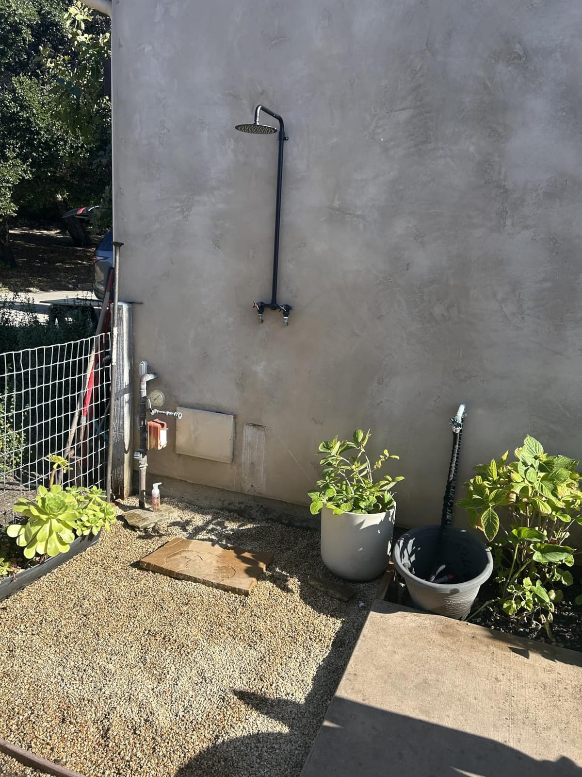 Aolemi Outdoor Shower Kit 8 Inch Head, Brushed Nickel | 2-Handle Control Outdoor Shower Fixtures, Adjustable Height, 6-Inch Center Valve, Winter Drainage, Exposed Shower customer photo 2