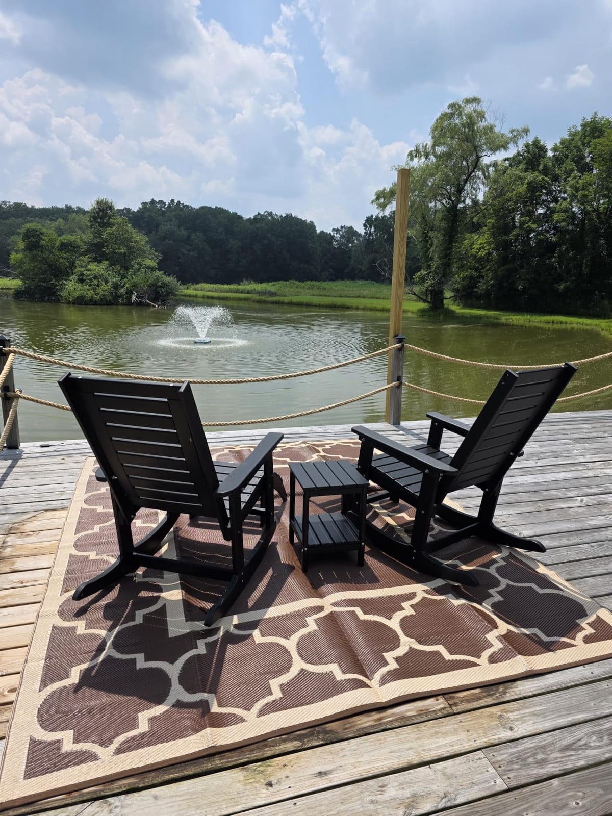 GREENVINES Oversized Outdoor Rocking Chairs Set of 2, HDPE Rocker, Blue | 21.7