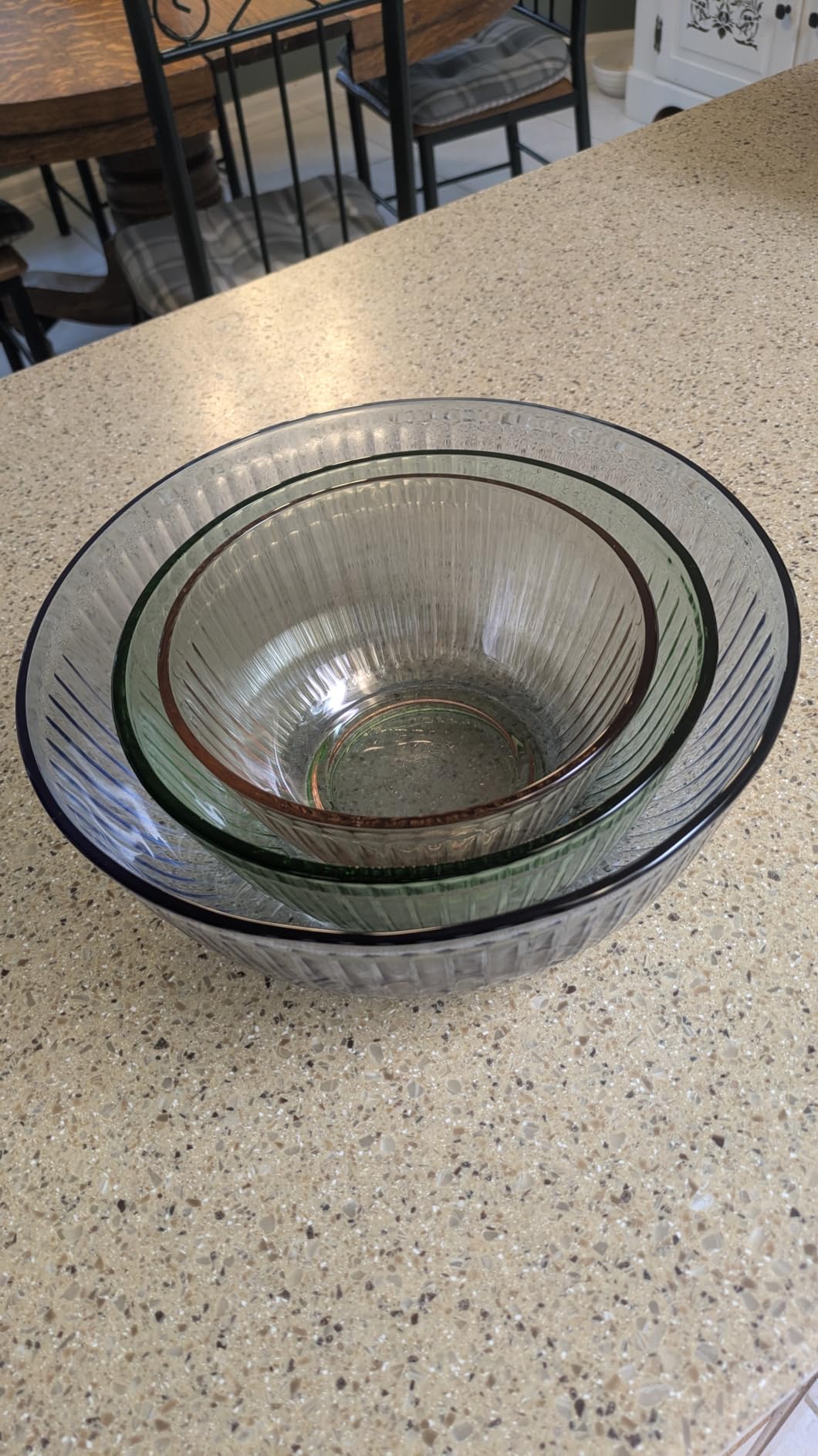 Pyrex Colors Tinted (3-Pack, Full Set) Sculpted Tinted Glass Mixing Bowls | 1.3, 2.3 & 4.5 QT nesting set of bowls with plastic lids for prepping & baking, dishwasher safe customer photo 1