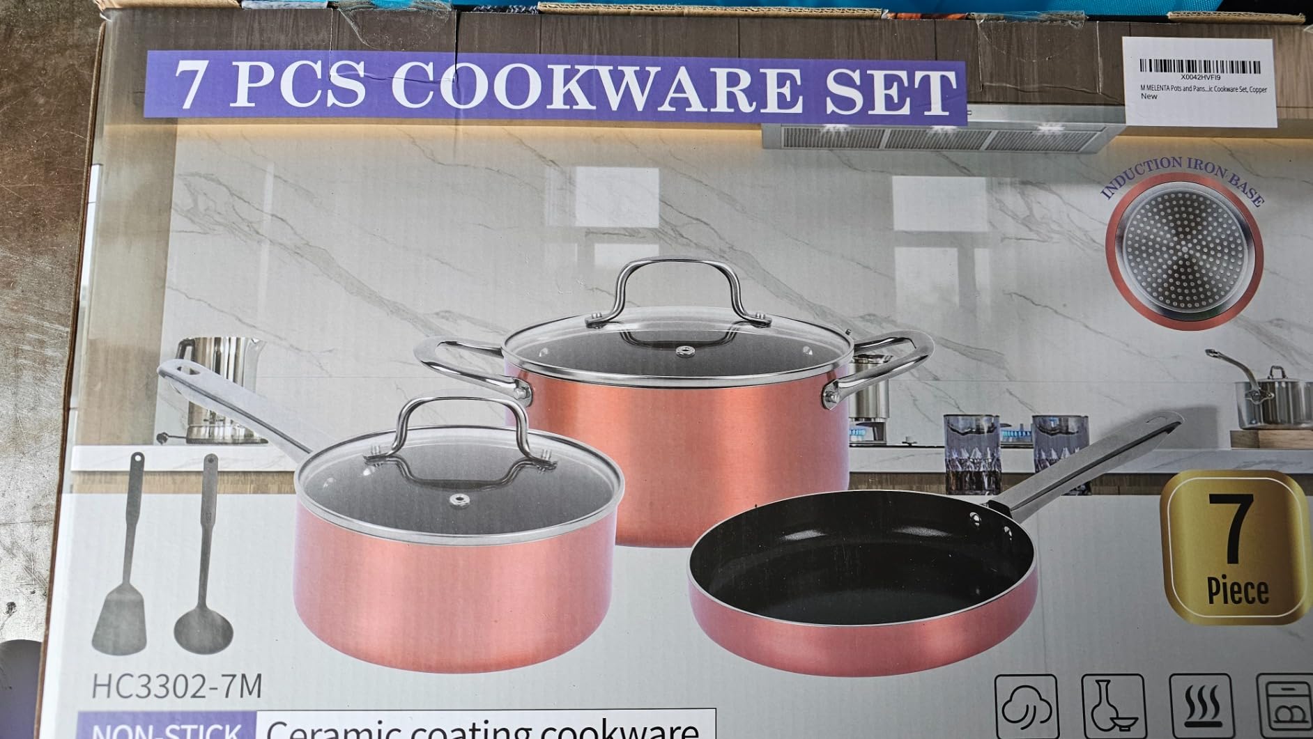 M MELENTA Pots and Pans Set 7 piece, Non Stick Teal Ceramic Cookware Set | Compact Starter Cookware, Nonstick Pots and Pans Set, Induction Cookware, Kitchen Cooking Set, PFAS & PFOA Free customer photo 1