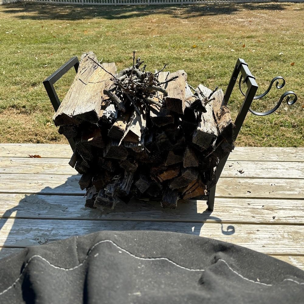 FireProof Pros Firewood Rack Outdoor and Indoor Firewood Storage with Kindling Hooks. 25.6in customer photo 1