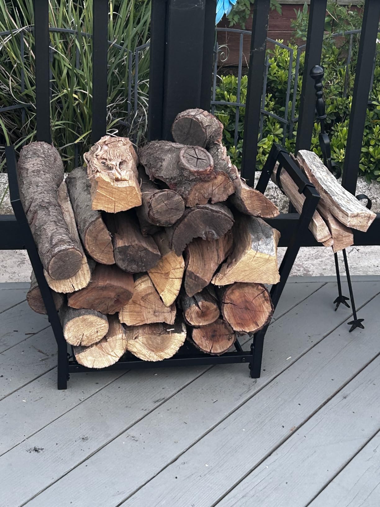 FireProof Pros Firewood Rack Outdoor and Indoor Firewood Storage with Kindling Hooks. 25.6in customer photo 2