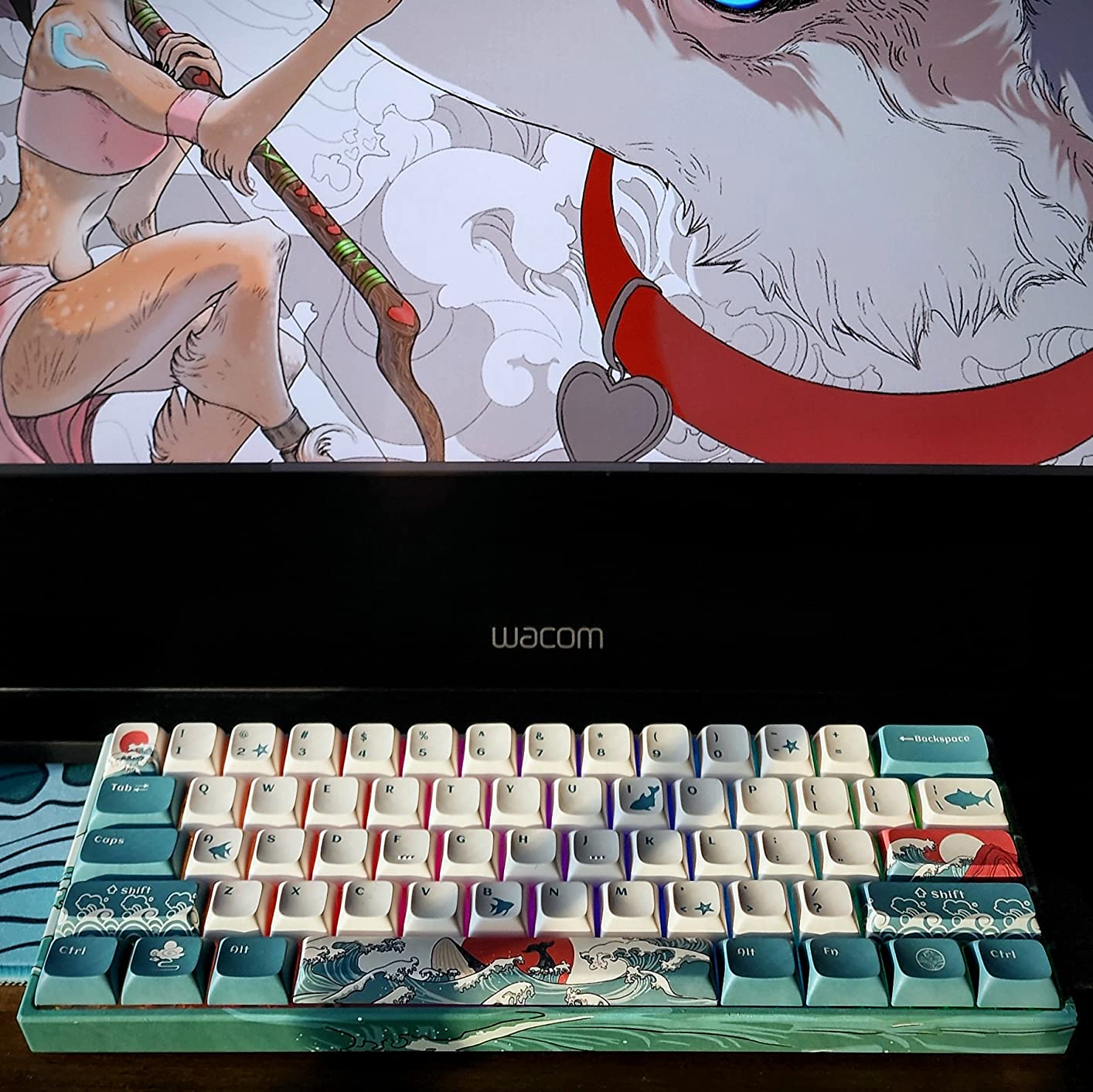 XVX 60% Gaming Keyboard, RGB 3-Modes Wireless Mechanical Keyboard, Mini 60 Percent Gamer Keyboard with Hot-Swappable Pre-lubed Linear Switch for Windows & Mac (Great Wave Off Kanagawa), M61 Pro customer photo 2