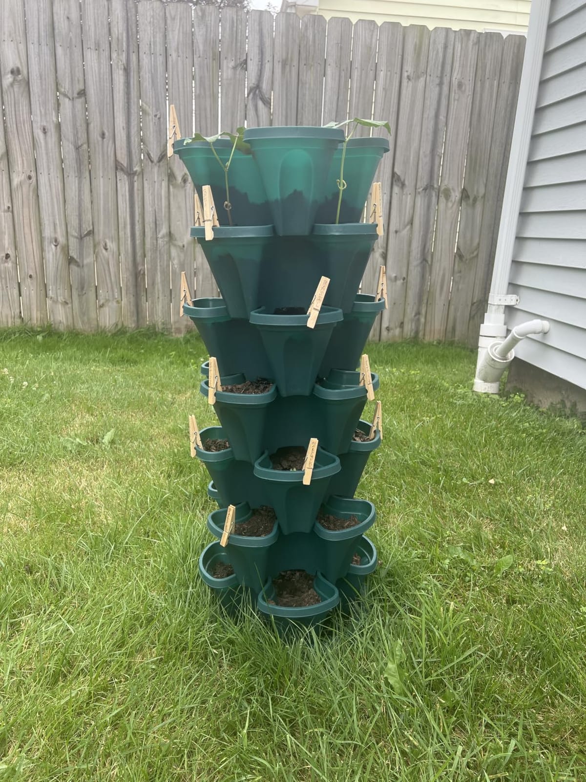GameXcel Vertical Planter Tower - 5 Tier Stackable Garden Planters with Wheels and Tools Plant Pots for Strawberry Herb Flower and Vegetable Indoor Outdoor Use Dark Gray customer photo 1