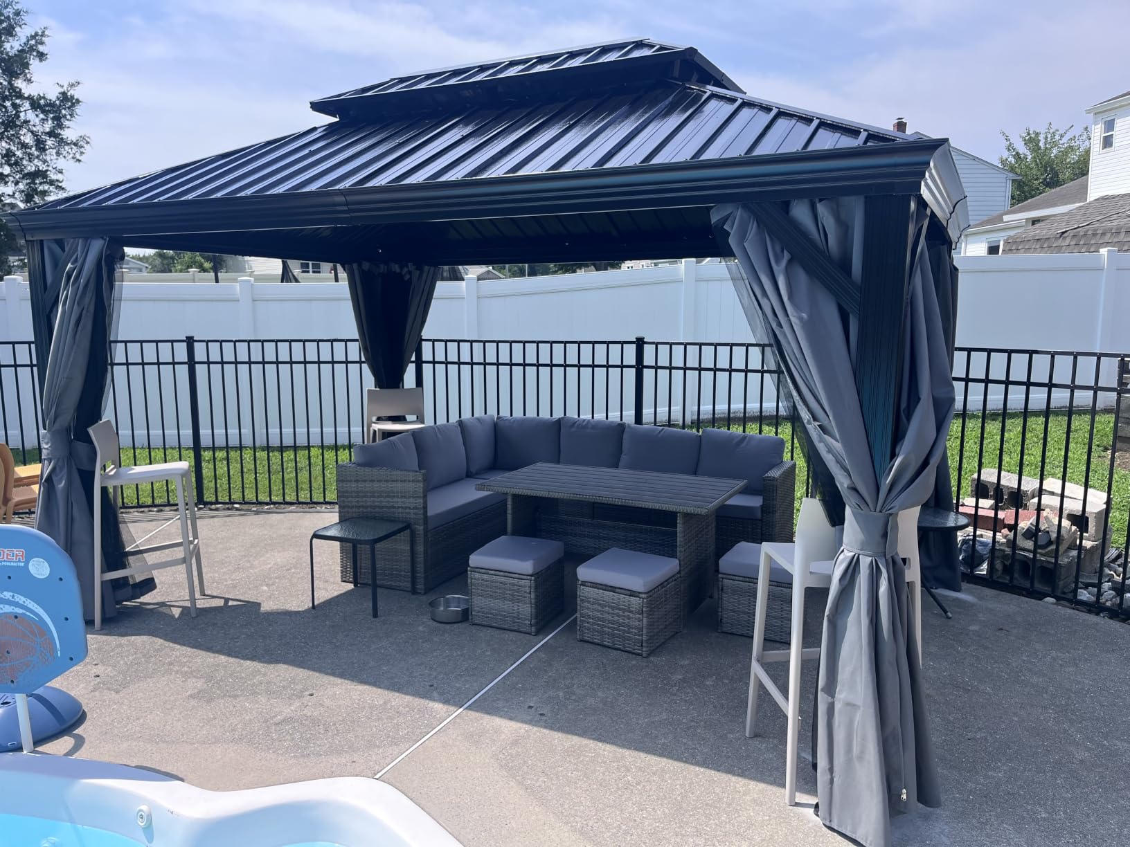 Wumiokio Patio Furniture Set, 7 Pieces Outdoor Patio Furniture with Dining Table&Chair, All Weather Wicker Conversation Set with Ottoman, Brown Rattan & Ivory Cushions (Include Sofa Dust Cover) customer photo 1