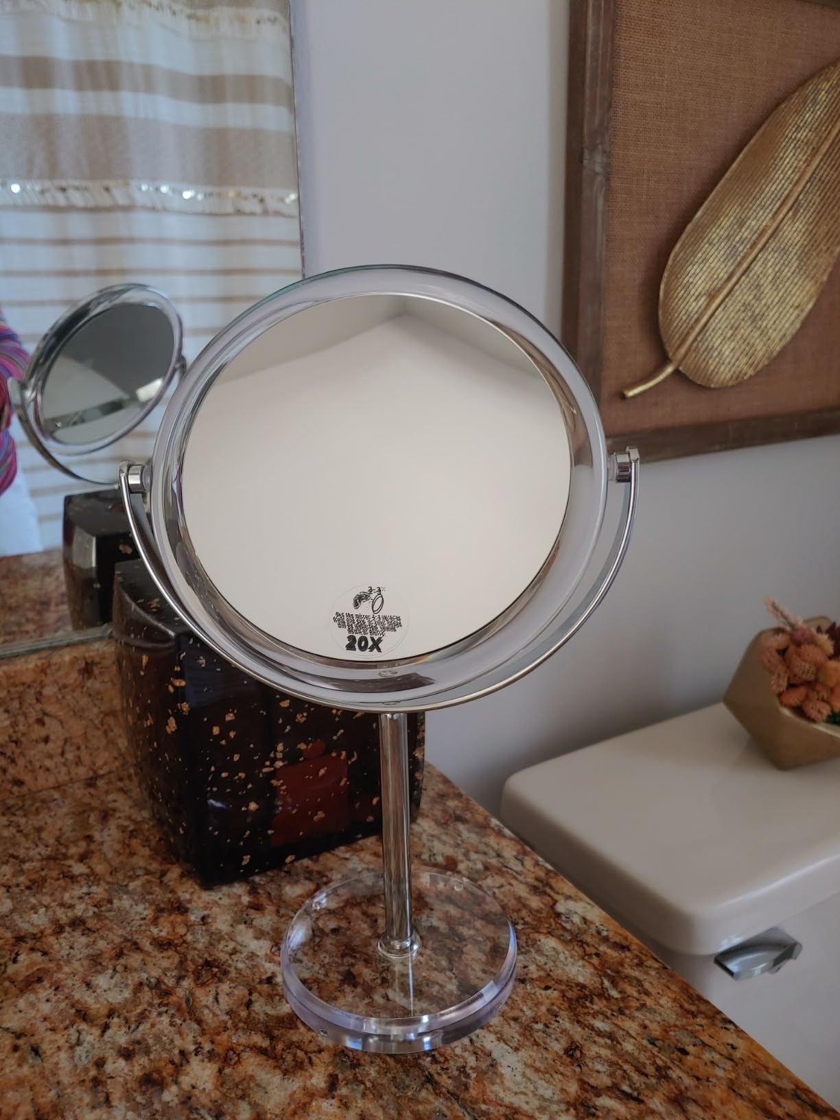 MIYADIVA 20X Magnifying Makeup Mirror,Double Sided 1X & 20X Magnifying Mirror with Stand,Tabletop Magnified Vanity Mirror with 360°Rotation for Bathroom or Bedroom 7.8 Inch customer photo 1
