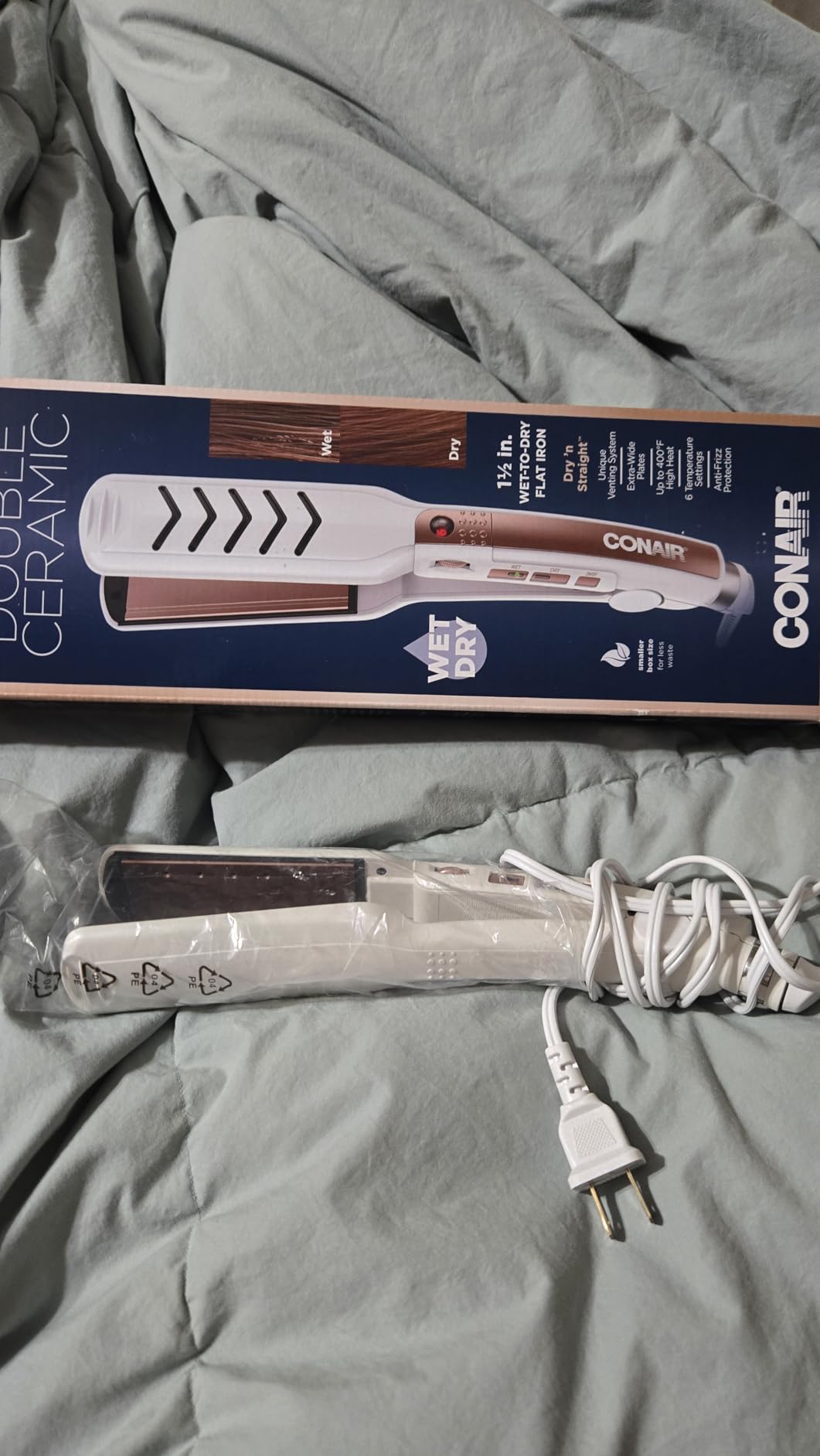Conair Double Ceramic Flat Iron, 1 1/2-inch Wet-to-Dry Hair Straightener customer photo 2