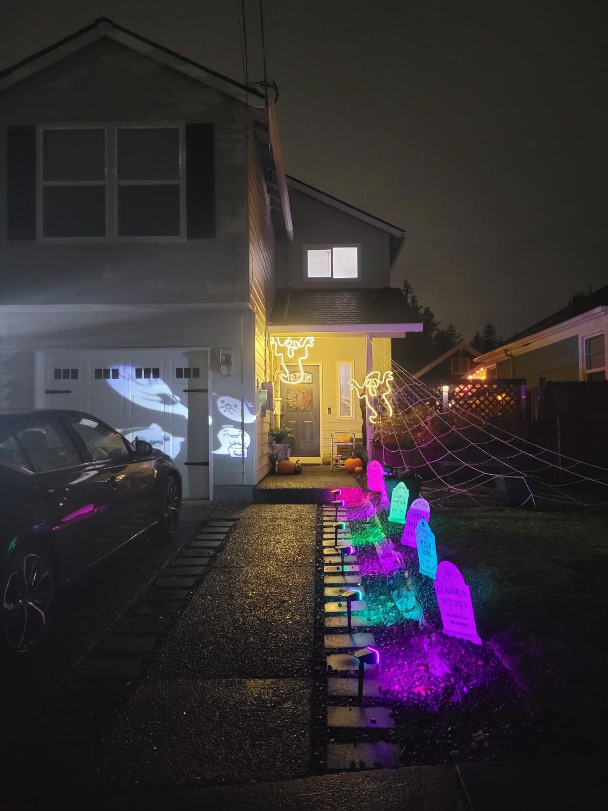 LED Halloween Decoration, Ghost Rotating Projector Yard Stake Lights, Indoor Outdoor Landscape Night Light for Home Theater, Ceiling, Room, Patio, Garden, Halloween, Bedroom Decor customer photo 2
