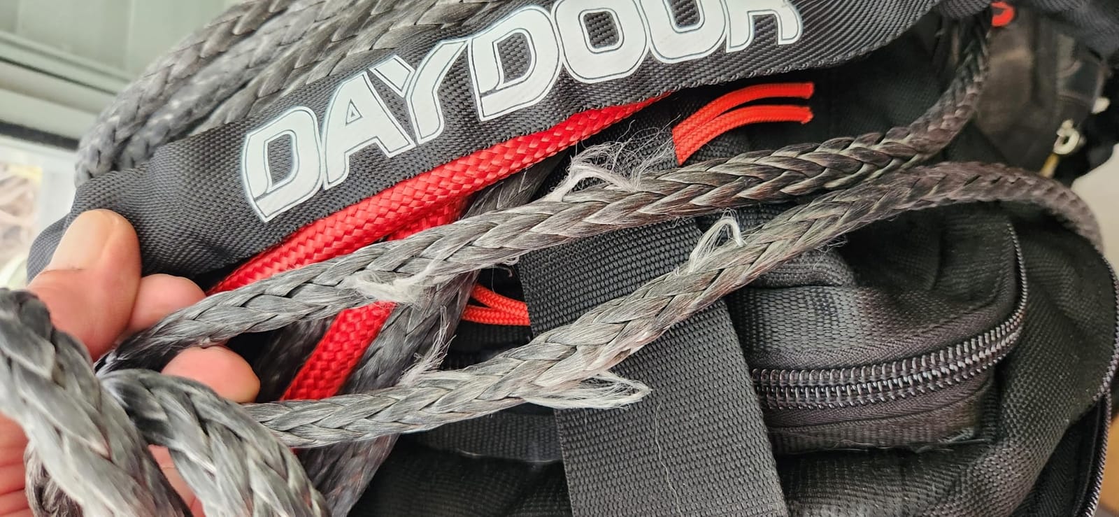 DAYDOOR Synthetic Winch Rope, 3/8in x 92ft 25,500Lbs, Gray | Heavy Duty UHMWPE, Protective Sleeve, Forged Winch Hook, Safety Pull Strap, for Offroad 4x4 Vehicles, SUV, Trucks customer photo 2