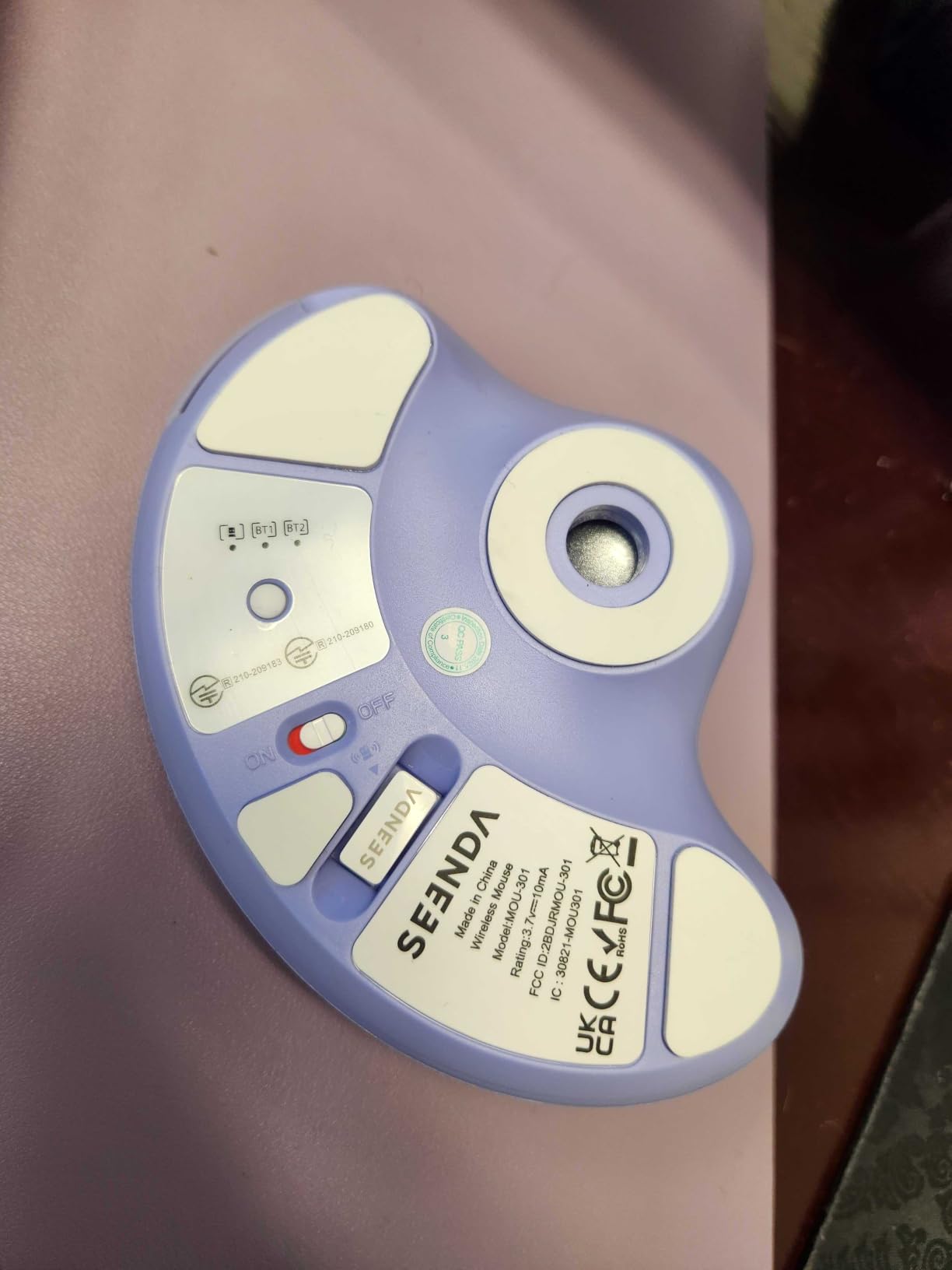 seenda Wireless Trackball Mouse, Ergonomic Bluetooth Rollerball Mice,Purple customer photo 2