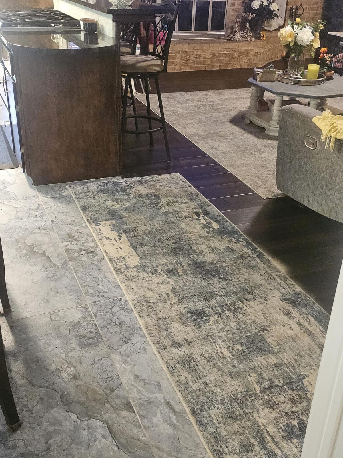 Rugcomf Area Rug 5x7 for Living Room Washable Vintage Non Slip, Grey | Low Pile Polyester Soft Large Carpet for Bedroom Dining Room Farmhouse Playroom Kids Office customer photo 2