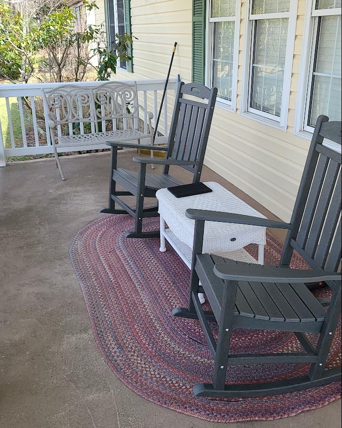 Outdoor Rocking Chair, All-Weather Resistant Poly Lumber Rocker Chair Outdoor, High Back Plastic Patio Rocking Chairs for Outside Porch Rocker Garden Lawn, Slate Grey customer photo 1
