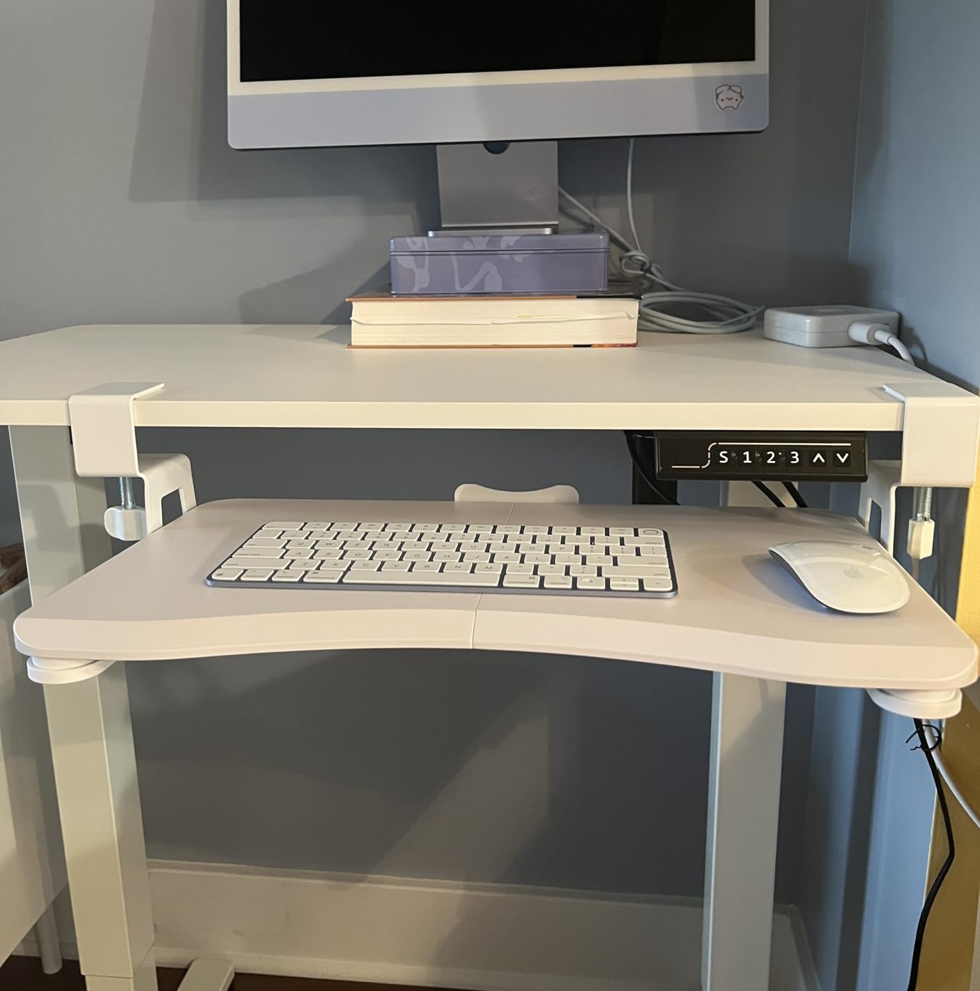 suptek Keyboard Tray Under Desk Pull Out with C Clamp Mount, Computer Keyboard & Mouse Tray, 25.6 (30 Including Clamps) x 11.8 inch Slide-Out Platform Computer Drawer for Typing, Black, DSF1 customer photo 1