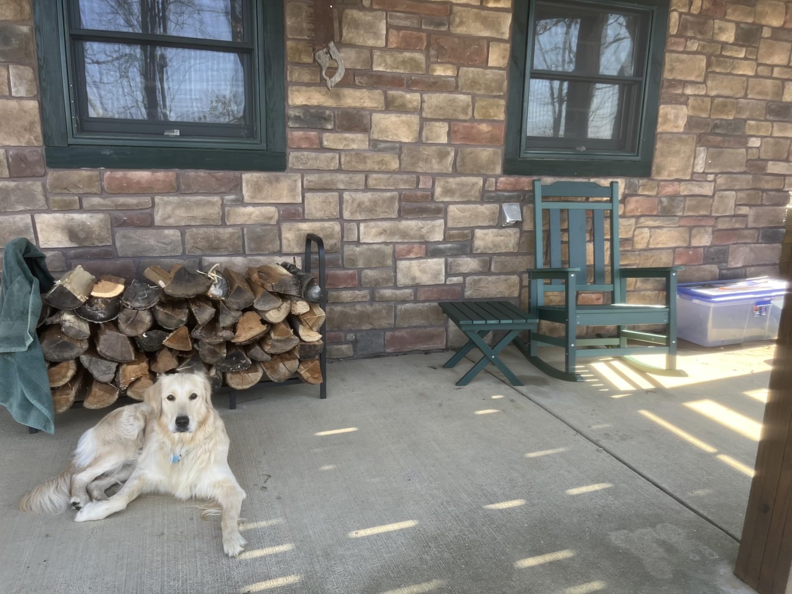 4ft Firewood Rack Holder, Adjustable Heavy Duty Fire Log Stacker Stand for Fireplace, Outdoor Indoor Metal Wood Pile Storage Organizer, Patio Logs Stand tool, Black customer photo 2