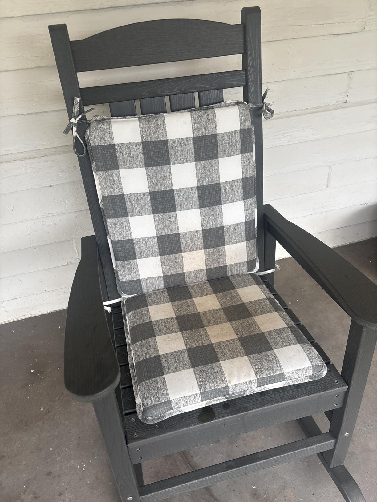 KINGYES Oversized Outdoor Rocking Chair for Adults, Porch Rockers, Black customer photo 2