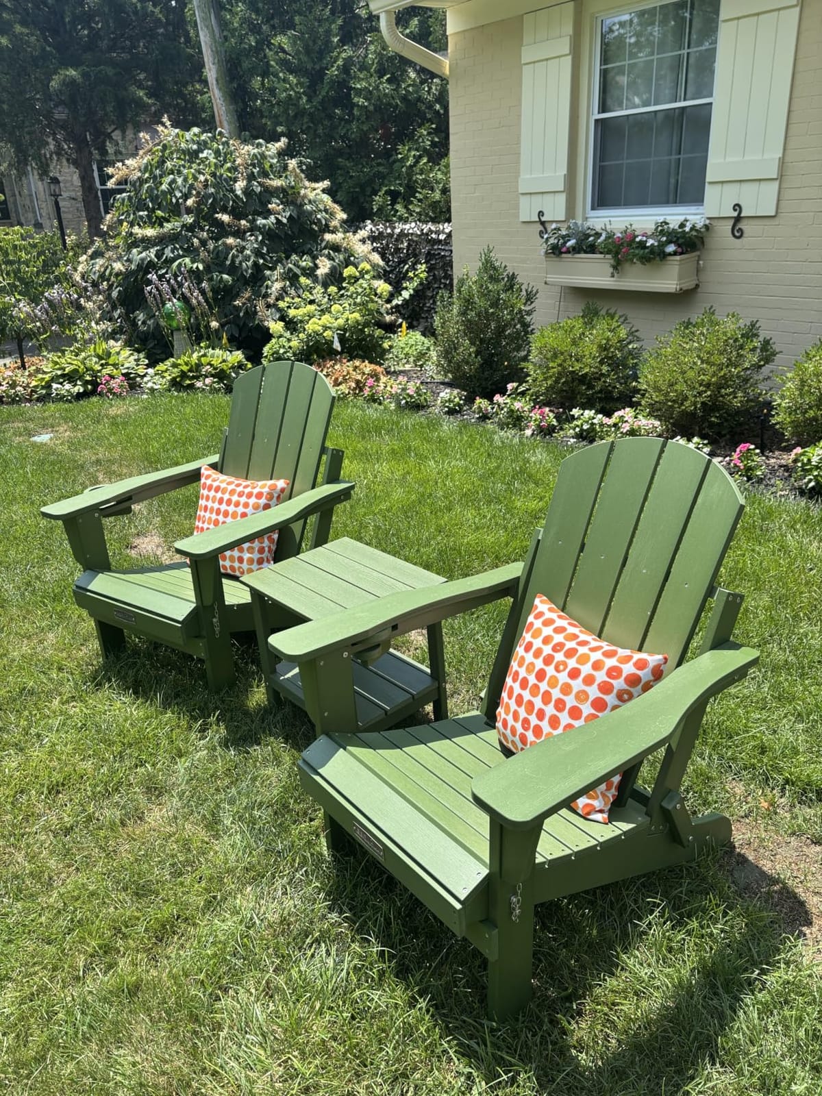 SERWALL Folding Adirondack Chair Set of 4, Fire Pit with Cup Holder -Black customer photo 1