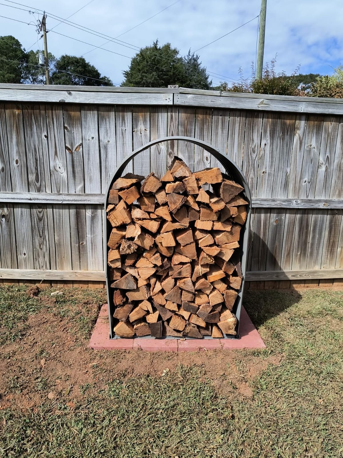 ANLEOLIFE Arch Tall Outdoor Firewood Rack with Corrugated Steel Roof | Alloy Steel Log Holder; 22-Gauge Powder-Coated Galvanized Panels; 18''D x 36''W x 54''H; Open-Sided Airflow; Round Crossbars customer photo 2