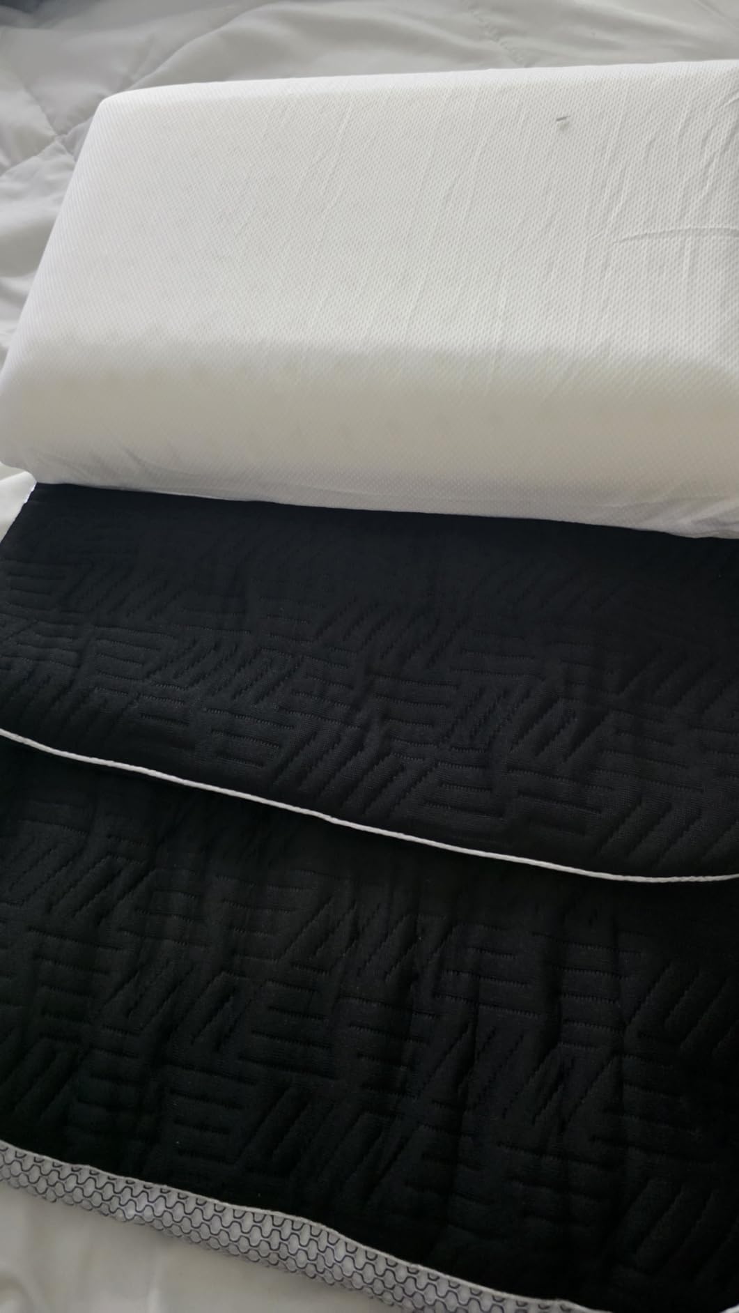 Camping Pillow, Med firm memory foam pillow, small pillow, machine washable | Dual Cover, Medium Firm, 5 Layers for Support, Small Portable, machine washable covers, 10x16 Inches, Black travel pillow customer photo 2