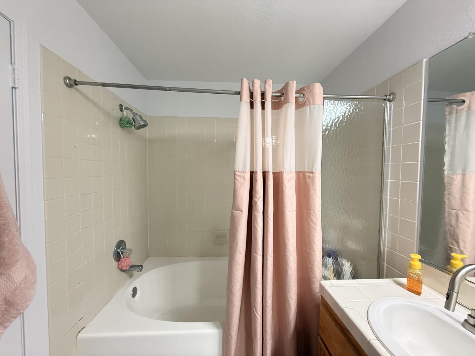 Eachope No Hooks Polyester Textured Shower Curtain with Snap-in Fabric Liner Set, Hotel Luxury Decor Shower Curtains for Bathroom with See Through Top Window, Waterproof & Washable, 71Wx74H, Cream customer photo 1