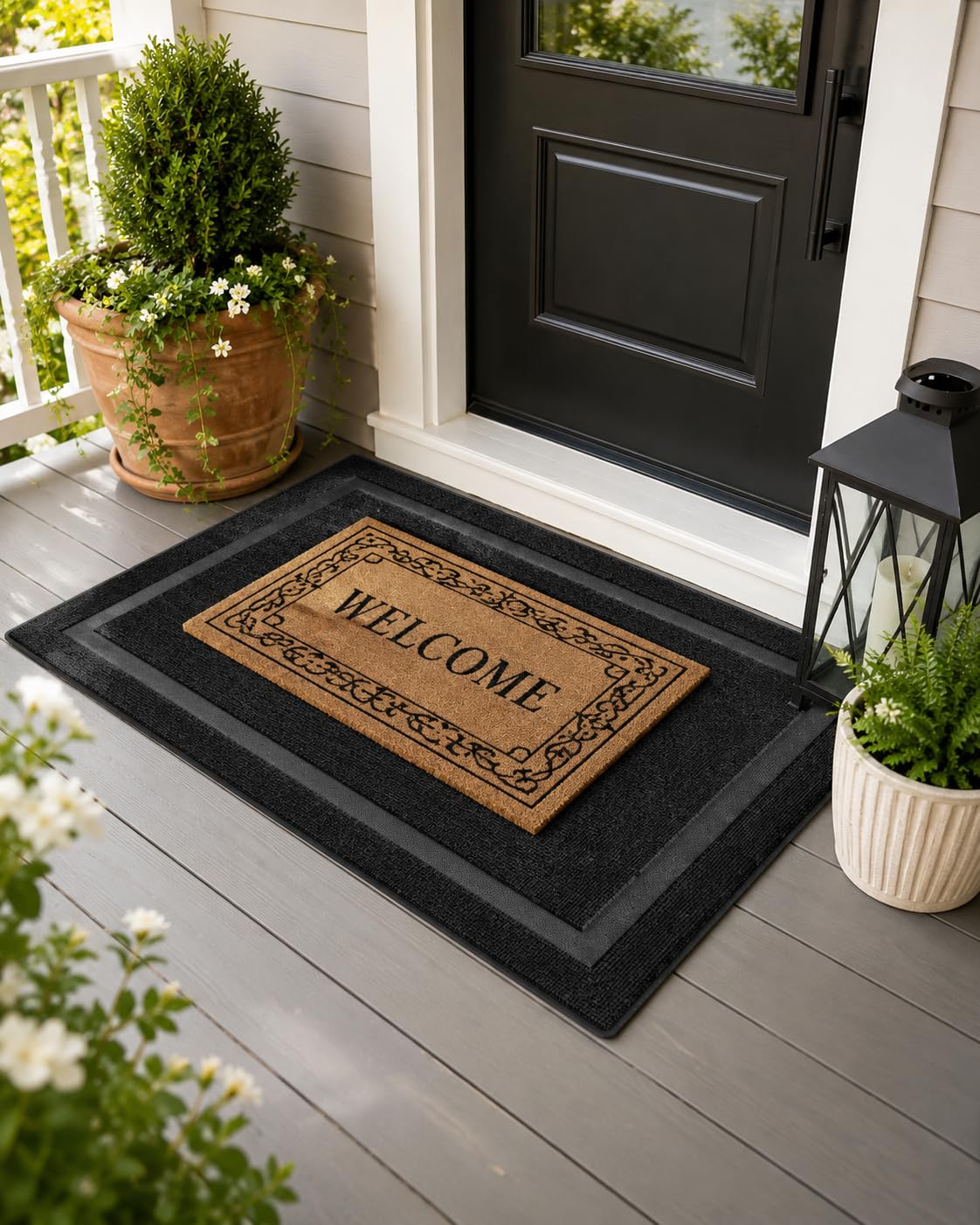 OLANLY Front Door Mat Outside 47x32, All-Season Heavy-Duty Rubber Doormat | Black, Absorbent, Stain and Fade Resistant, Waterproof Non-Slip Backing, Low-Profile Indoor Outdoor Floor Mat for Entryway customer photo 2