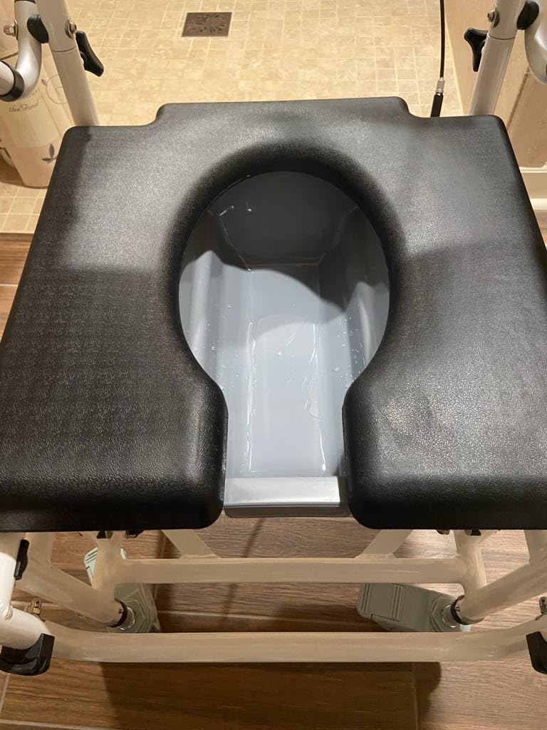 Vive Reclining Shower Chair with Wheels - Commode Wheelchair for Seniors, Disabled & Handicap - Padded Transfer Rolling Chairs w/Arms - Portable, Waterproof Shower Chair - Reclines for Easy Hair Wash customer photo 1