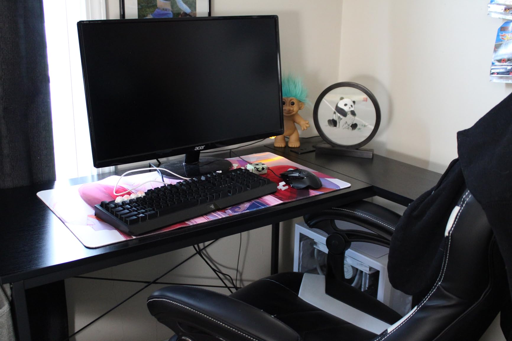 TIQLAB Gaming Desk with Power Outlets - 40 inch L Shaped Computer Desk, Reversible Design Small Corner Desk, Bookshelf Workstation for Work Study Play Home Office, Black customer photo 1