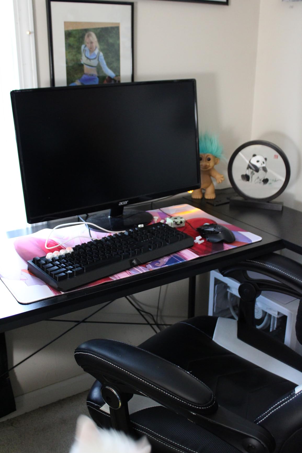 TIQLAB Gaming Desk with Power Outlets - 40 inch L Shaped Computer Desk, Reversible Design Small Corner Desk, Bookshelf Workstation for Work Study Play Home Office, Black customer photo 2