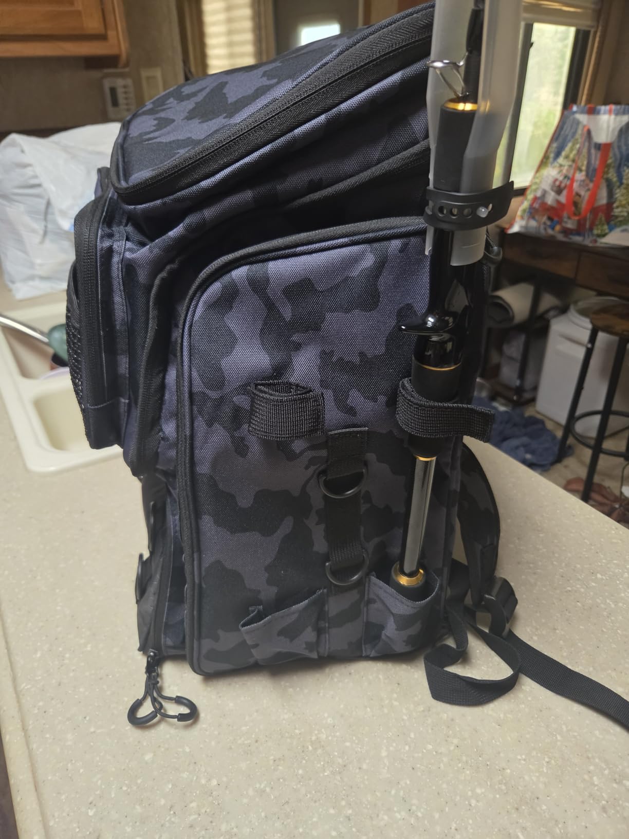PLUSINNO Fishing Tackle Backpack with Rod Holders，42L Water-resistant Fishing Bag Store Fishing Gear, Fisher Gifts For Men. customer photo 2