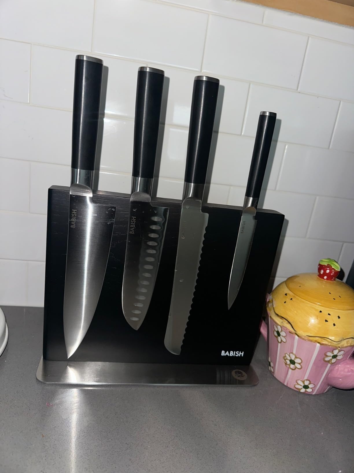 Babish 5-Piece Magnetic Forged Kitchen Knife Block Set - 1.4116 German Steel Cutlery with Magnetic Knife Holder - Professional Chef Knife Set customer photo 2