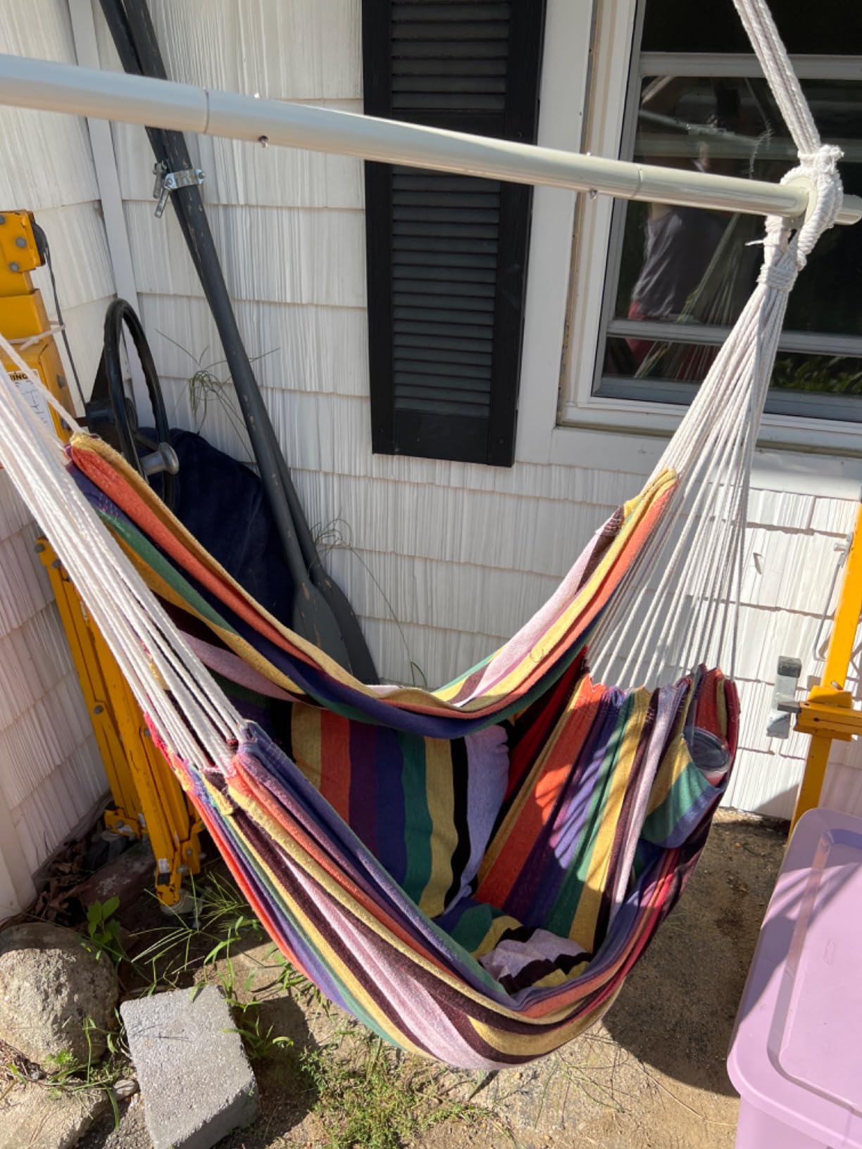 XXL Hammock Chair Hanging Rope Swing with 2 Cushions - Max 500lbs-Perfect for Patio, Porch, Bedroom, Backyard, Indoor or Outdoor - Includes Hanging Hardware Kits customer photo 2