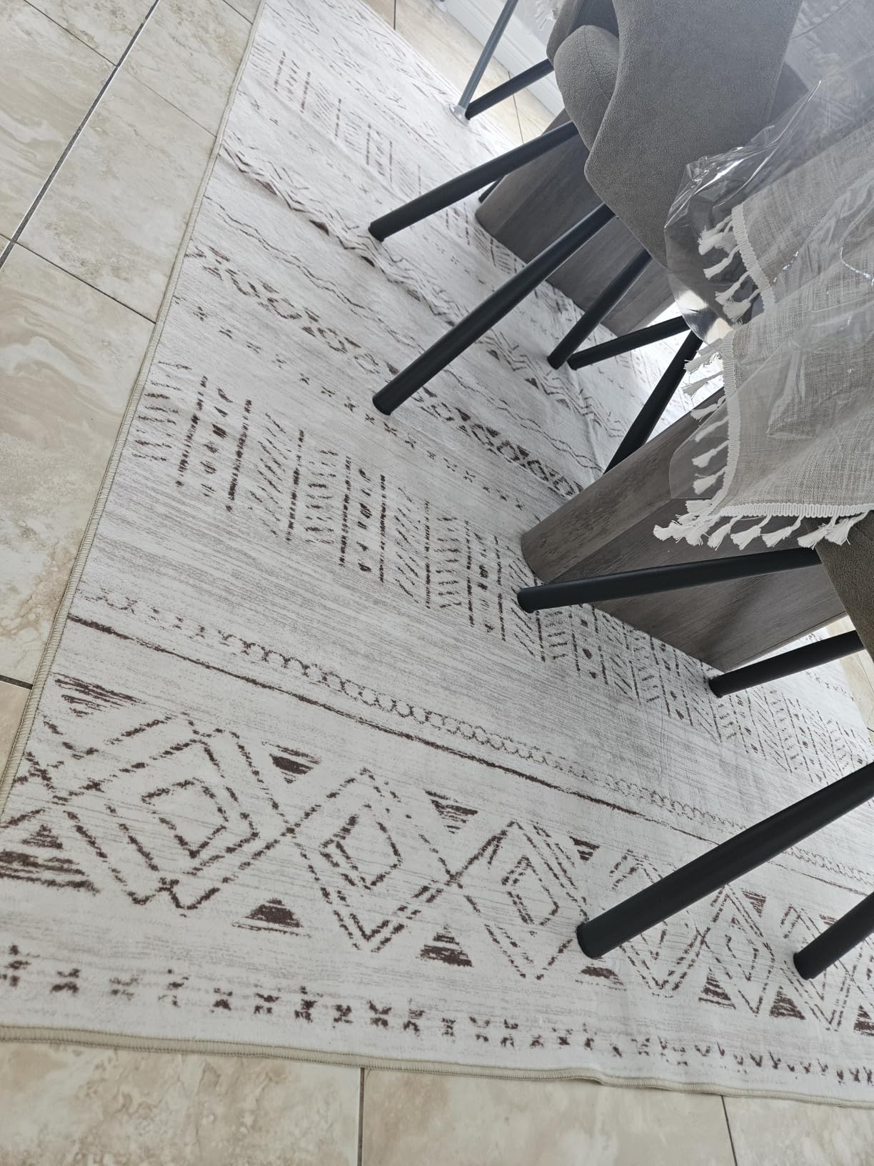 cotiled Washable Area Rugs Boho Living Room Rug Non Slip | Solve Modern Neutral Trendy Home Decor - Stain Resistant Indoor Carpet for Bedroom Dining Room Grey customer photo 1