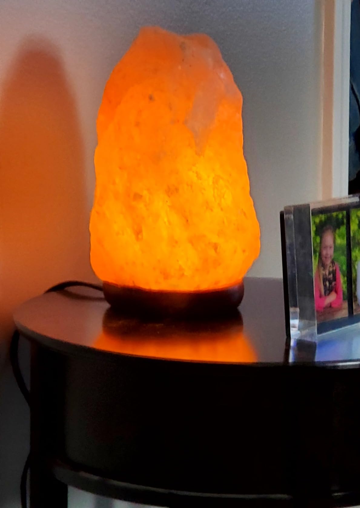 POHS 10-12 Inch Tall, 11-15 lbs Extra Large Himalayan Pink Salt Lamp | 100% Authentic Natural Hand-Carved Crystal Rock Salt Lamp with Wooden Base, Dimmable Cord & Bulb Replacement Included customer photo 1