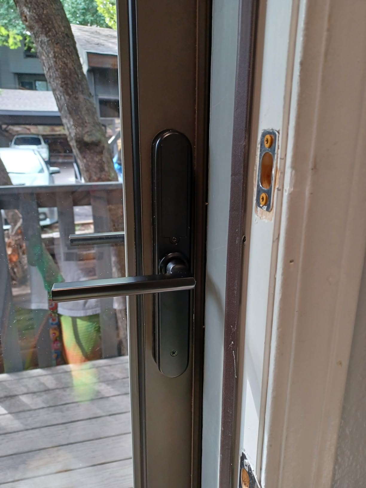 Luston Slim Smart Lock Front Door Stainless Steel Waterproof Mortise Lock,Keyless Entry Door Lock,WiFi Bluetooth Fingerprint Digital Keypad Aluminum Swing Door Lock with Handle(Black) customer photo 2
