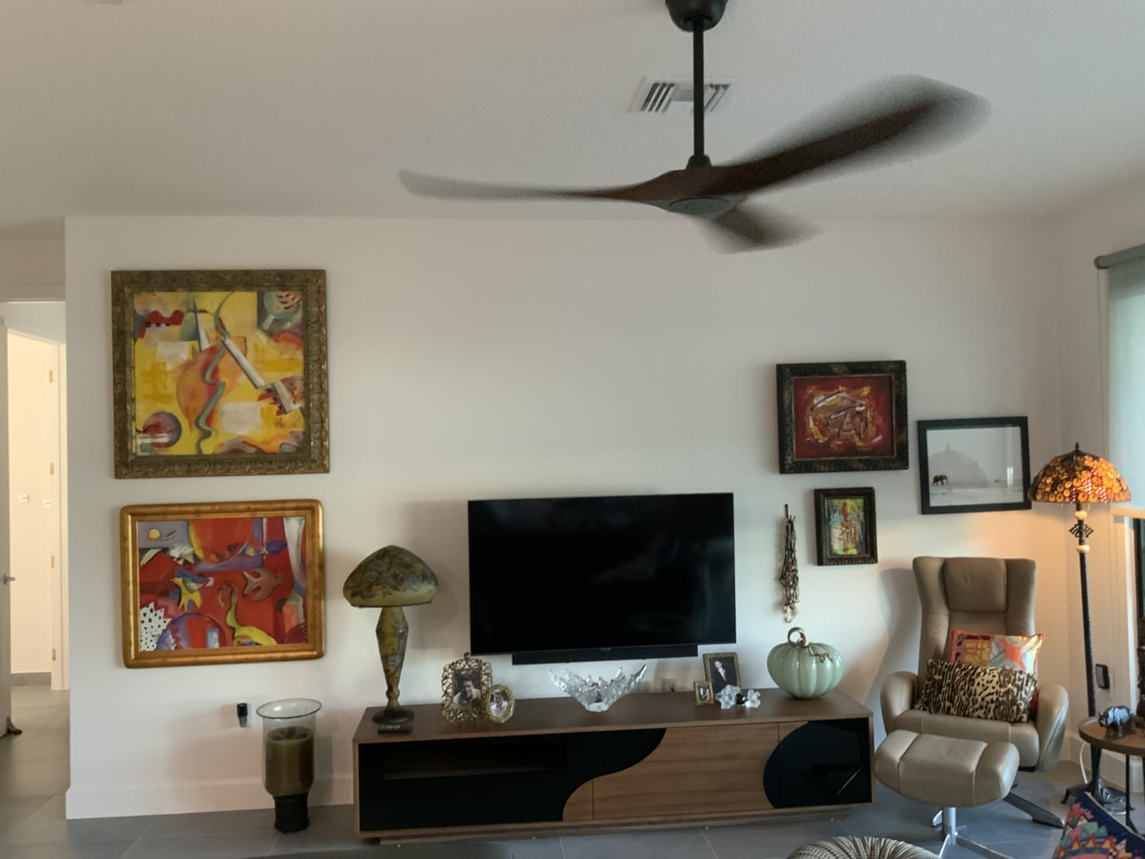 72 Inch Ceiling Fan No Light, Wood Outdoor Ceiling Fans for Patios Living Room Gazebo Porch, Indoor Modern Exterior Extra Large Ceiling Fan without Lights with Downrod(Walnut) customer photo 2