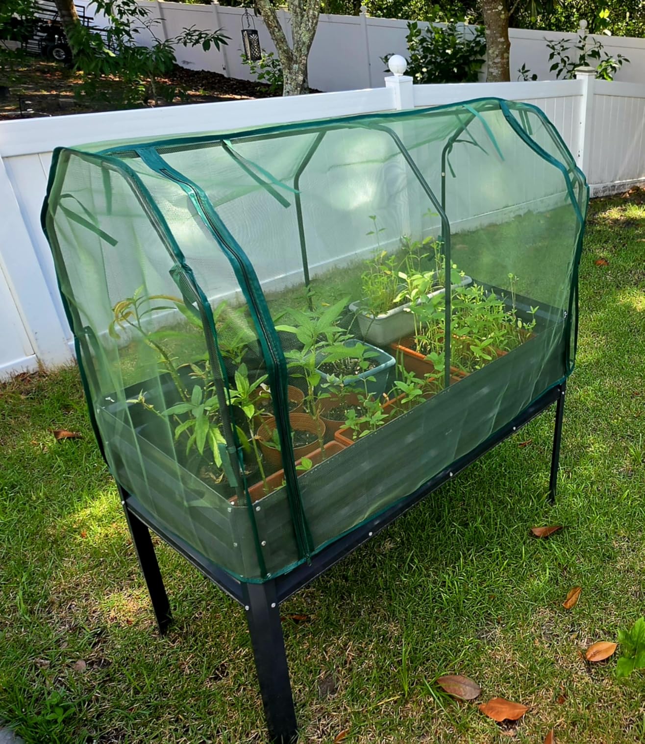 KING BIRD Large Raised Garden Bed with Legs & Cover & Netting 48x24x56 in | Galvanized Elevated Planter Box with Legs for Backyard, Patio, Balcony, 400lb Capacity, Dark Grey customer photo 2