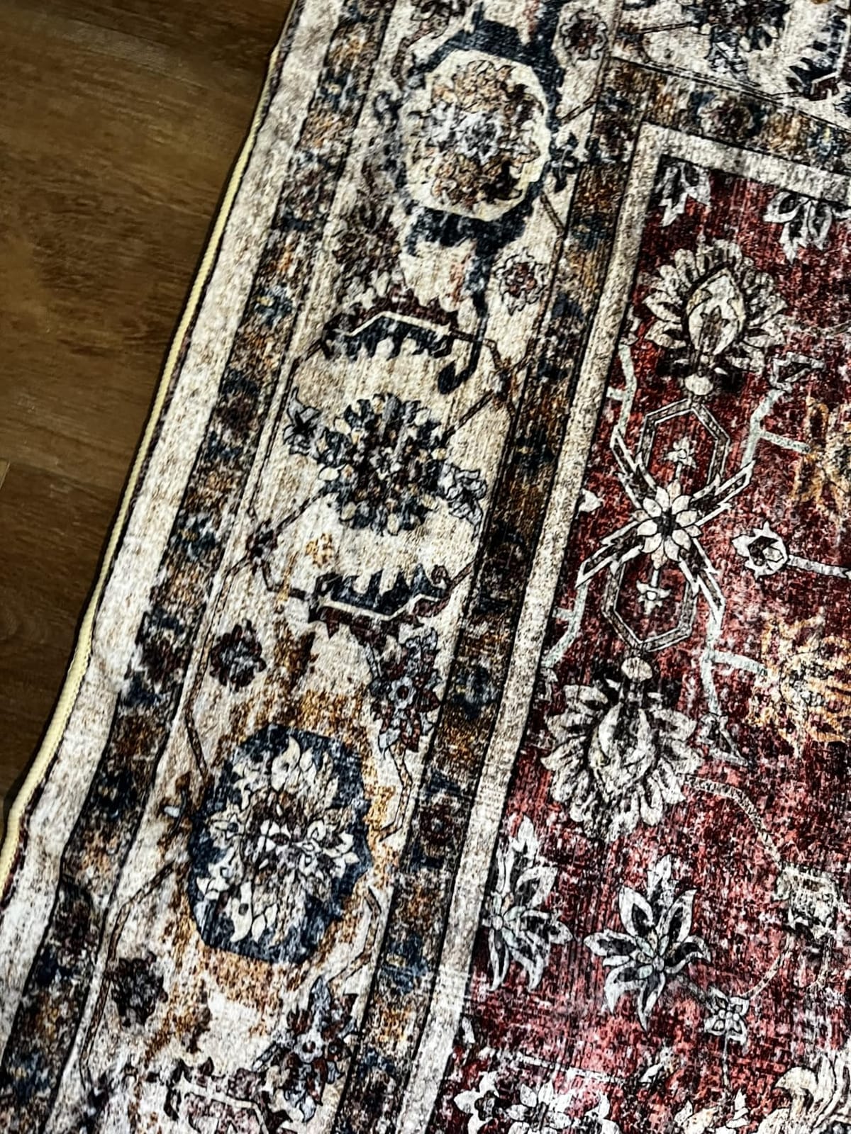 CHAMPLANT 5x7 Washable Area Rug Gray Vintage Traditional Floor Cover Foldable Thin Kitchen Accent Indoor Distressed Non Slip Carpet Floral Print Mat Bedroom Living Room Bathroom customer photo 1